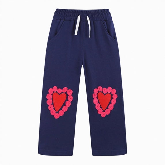 Girls Straight Leg Sweatpants Drawstring High Waisted Baggy Joggers Pnats with Pockets Cute Printed Sports Pants 1T 2T 3T 4T 5T 6T 7T Girls Clothes