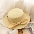 thumbnail image 1 of Girls Straw Hat Beach Hat Sun Protection Hat Wide Brim Simple And Sweet Bow Tie Ribbon Decoration Summer Girls Dome Hat, 1 of 5