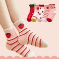 thumbnail image 1 of Girls' Strawberry Ruffle Ankle Socks - 5-Pack Breathable Mesh Socks for Toddlers & Kids - All-Season Daily Wear, 1 of 8