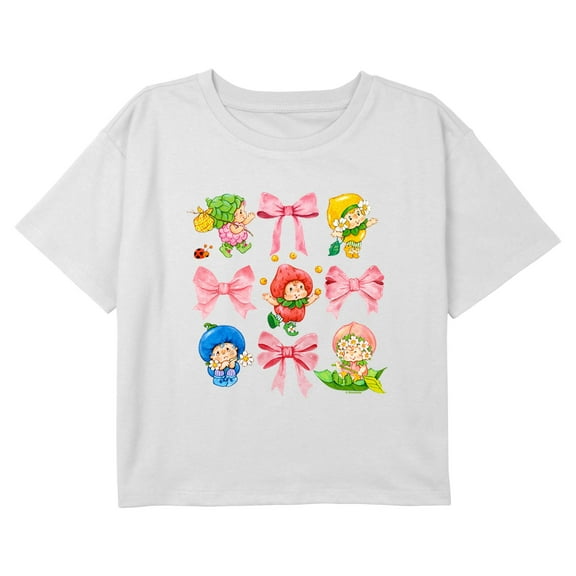 Girls Strawberry Shortcake Berrykin and Bows Graphic Cropped T-Shirt