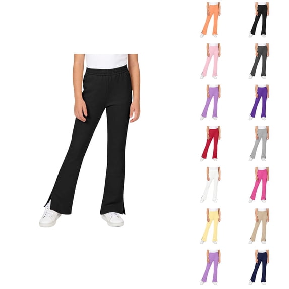Girls Stretch Flared Pants Casual Trousers With Split For Autumn