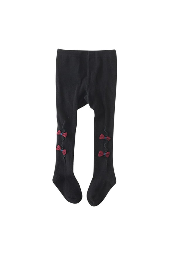 Girls Stretch Pull on Leggings New Toddler Baby Girls Leggings Infant Bowknot Soft Knit Stockings Newborn Seamless Tights Black 12 Months