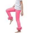 thumbnail image 1 of Girls Stretch Pull on Leggings New Toddler Girls Ruffle Pants Casual Dance Yoga Leggings Elastic Waist Stretchy Full Length Trousers Pinks 5 Years, 1 of 9