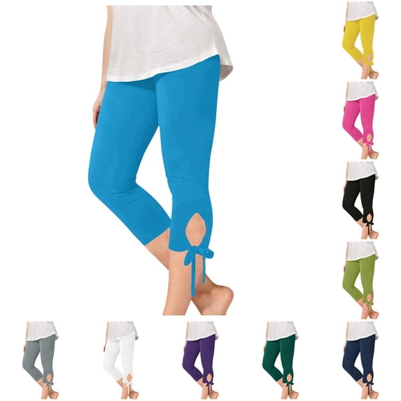 Girls Stretchy Capri Leggings for Summer Comfortable Solid Color Casual Yoga Beach Workout Play Pants Girls Sweatpants 12-13 Years
