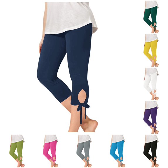 Girls Stretchy Capri Leggings for Summer Comfortable Solid Color Casual Yoga Beach Workout Play Pants Girls Sweatpants 5-6 Years