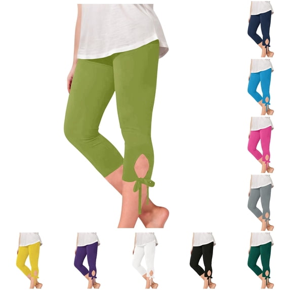 Girls Stretchy Capri Leggings for Summer Comfortable Solid Color Casual Yoga Beach Workout Play Pants Girls Sweatpants 5-6 Years