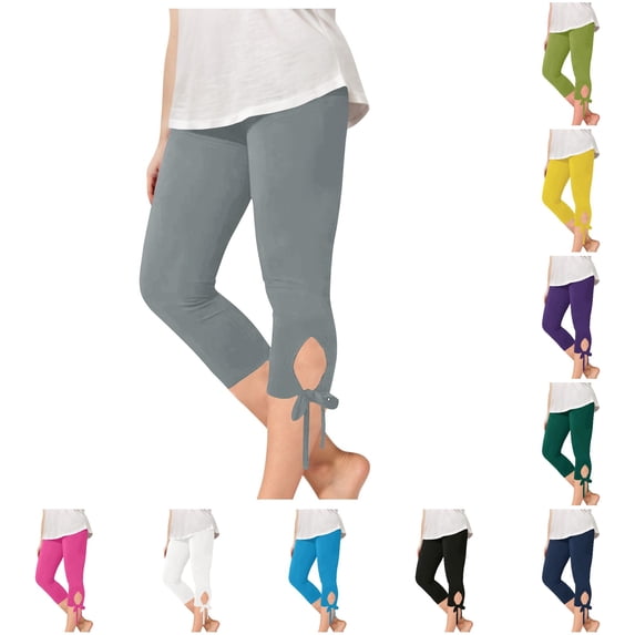 Girls Stretchy Capri Leggings for Summer Comfortable Solid Color Casual Yoga Beach Workout Play Pants Girls Sweatpants 7-8 Years