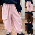 thumbnail image 1 of Girls Stretchy Casual Pants Cargo Pants Joggers with Pockets Kids Athletic Trousers for Play and Everyday Wear Durable Soft Stretch, 1 of 6