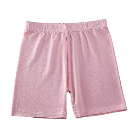 Girls Stretchy Cotton Bike Shorts Soft Breathable Fabric Elastic Waistband Above Knee Length Basic Bottoms