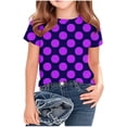 thumbnail image 1 of Girls Stretchy T-Shirt Short Sleeve Polka Dot Casual Tee for Kids Summer Crewneck Comfy Top Purple,Size 9-10 T, 1 of 5