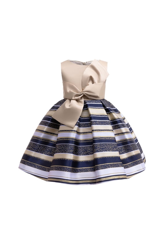 Girls Striped Formal Dress Toddler Christmas Wedding Party Gown