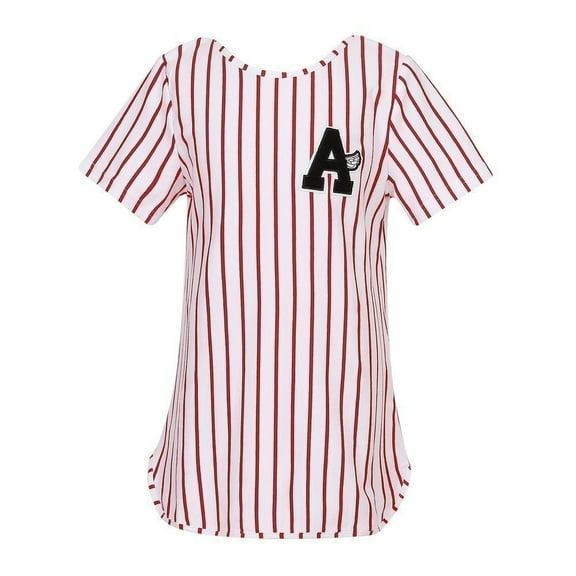 Girls' Striped Knit T-shirt with Round Bottom RH2420