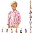 thumbnail image 1 of Girls Striped Long Sleeve Shirts Boys Button Down Formal Uniform Collared Shirt with Chest Pocket Spring Fall Clothing 4T, 1 of 7