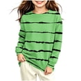 thumbnail image 1 of Girls Striped Print Sweatshirt Loose Fit Crew Neck Long Sleeve Pullover Tops Kids Casual Versatile Sweatshirts Back To School Clothes 4-14Years, 1 of 6