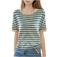 thumbnail image 1 of Girls Striped T Shirts Short Sleeve Girls Summer Tee Top 6-15 Years Blue XXL, 1 of 5