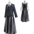 thumbnail image 1 of Girls Stripes School Uniform Pleated Skirt Costume Halloween Outfits Dress up, Black Size 9-10Y, 1 of 8