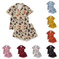 thumbnail image 1 of Girls Suit Printed Short Sleeve Cute Trendy Daily Halloween for Girls Sport Soft Kids Lovely Shorts Set, 1 of 5