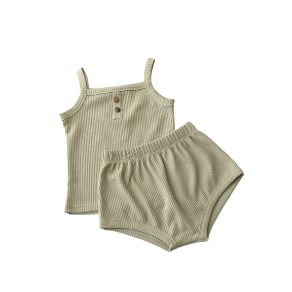 Girls Summer 2 Piece Lounge Sets Casual Spaghetti Strap Waffle Tank Tops Loose Elastic Waist Shorts Kids Comfy Solid Color Outfits