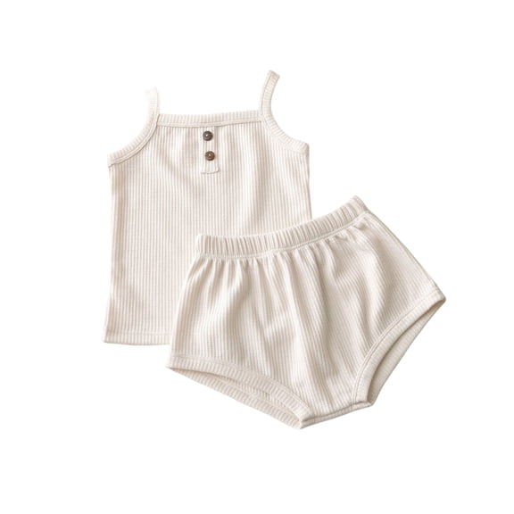 Girls Summer 2 Piece Lounge Sets Casual Spaghetti Strap Waffle Tank Tops Loose Elastic Waist Shorts Kids Comfy Solid Color Outfits