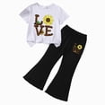 thumbnail image 1 of Girls Summer 2-Piece Outfit Set Bow-Embellished Short-Sleeve Top + Flared Pants 3-4 Years, 1 of 4