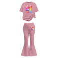 thumbnail image 1 of Girls Summer 2 Piece Outfits Floral Cute Short Sleeve and Casual Pants Kids Clothing Set Pink Size 9-10 Years, 1 of 5