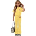 thumbnail image 1 of Girls Summer 2 Piece Outfits Print Round Neck Short Sleeves Shirts and Solid Color Long Pants Two Piece Set Kids Casual Summer Clothing Sets Comfortable Daily Wear 5-15 Years, 1 of 6