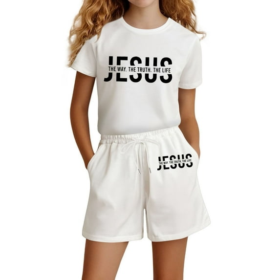 Girls Summer Activewear Set Tracksuit Jogging Suit 2-Piece Outfit Sports Top with Shorts Casual Clothes 3-4 Years #White