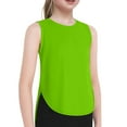 thumbnail image 1 of Girls Summer Athletic Solid Color Tank Tops Split Curved Hem Sleeveless Shirts Gym Yoga Running For Kids,Little Girls Size 5-6T,Green, 1 of 4