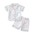 thumbnail image 1 of Girls Summer Bow Print Pajama Set St. Patrick'S Day Satin Short Sleeve Collared Button Down Top And Shorts Breathable Sleepwear Multicolour 18 Months-24 Months, 1 of 7
