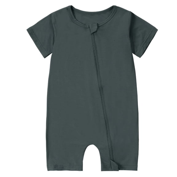 Girls Summer Casual Jumpsuit Loose Crewneck Full Zip Short Sleeve Rompers Cropped Shorts Kids Cute Comfy Solid Color Outfits