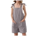 thumbnail image 1 of Girls' Summer Casual Jumpsuits Sleeveless V Neck Long Pants Drawstring Romper Casual Plain Color Overalls with Pockets for Kids Girls 4-5 Years, 1 of 4