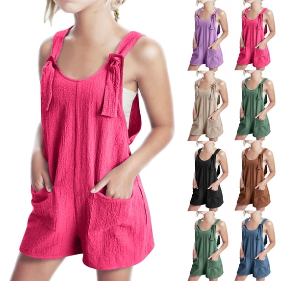 Girls Summer Casual Linen Jumpsuit Loose Fit Beach Travel Outfit 5-14Y