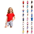 thumbnail image 1 of Girls Summer Casual Outfits Solid Short Sleeve And Shorts For Toddler Kids, 1 of 4