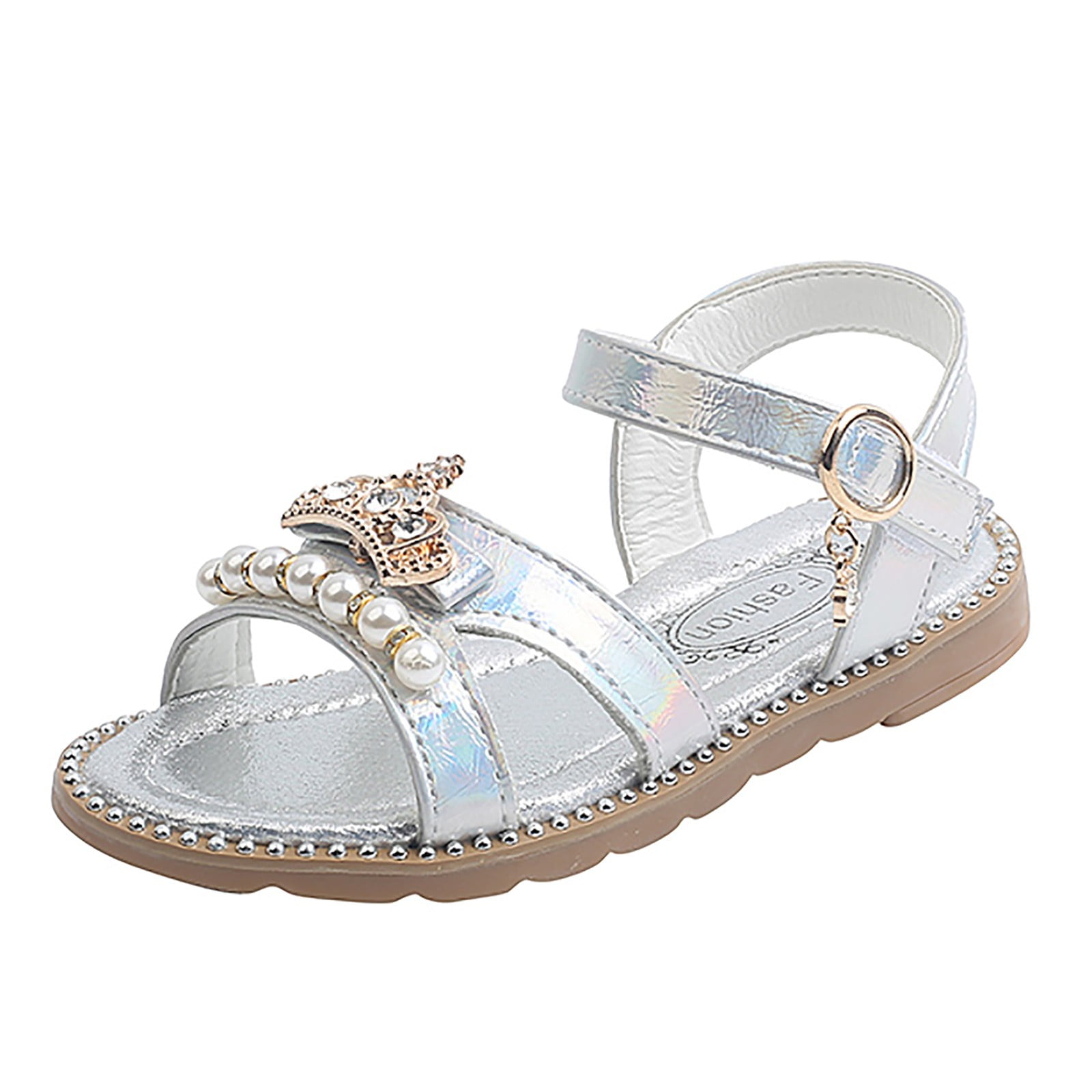 Girls' Summer Casual Pearl Beach Wear Fashion Princess Flat Shoes ...