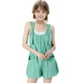 thumbnail image 1 of Girls' Summer Casual Sleeveless Rompers Loose Spaghetti Strap Shorts Overalls Jumpsuit with Pockets 5-14 Years, 1 of 5