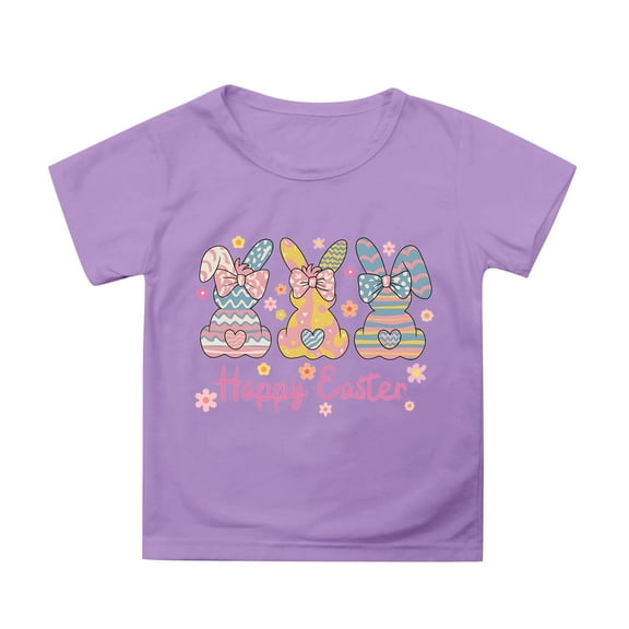 Girls Summer Casual Tee with Petal Sleeve Round Neck Easter and Holiday Solid Color Top Size:10-11 Years