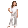 thumbnail image 1 of Girls Summer Casual Vertical Bottom Pants Flared Wide Leg Trousers Kids Breathable Lightweight Clothes, 1 of 9