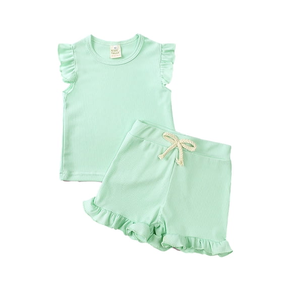 Girls' Summer Children's Summer Baby Girls' Sleeveless Shorts Two Set To Wear With Children's Clothes
