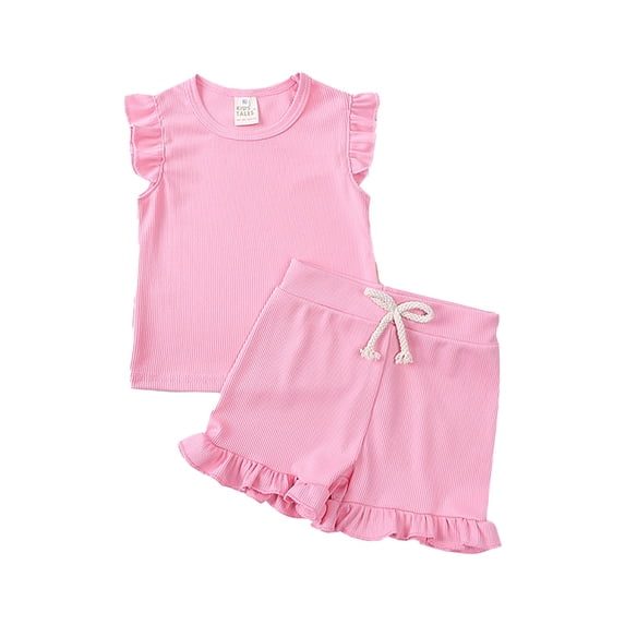 Girls' Summer Children's Summer Baby Girls' Sleeveless Shorts Two Set To Wear With Children's Clothes
