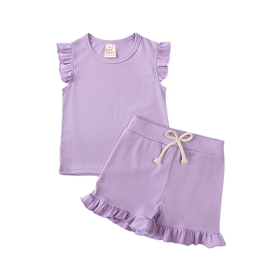 Girls' Summer Children's Summer Baby Girls' Sleeveless Shorts Two Set To Wear With Children's Clothes