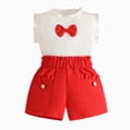 thumbnail image 1 of Girls Summer Clothes 2 Piece Set for Toddler Baby Girl Outfits with Top Floral Shorts 2 Pieces Red 12-18 Months, 1 of 9