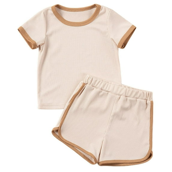 Girls Summer Clothes Kids Outfits Short Sleeve Crop Tops + Shorts Sets Outfits Kids Sports Tracksuit Trendy Dailywear 4-5 Years