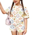 thumbnail image 1 of Girls Summer Clothes Size 7-8 2 Piece Outfits Cute Preppy Animal Print Clothing Sets Casual Short Sleeve T Shirts Top and Shorts Sport Lounge Set Beige 2-3 Years, 1 of 7
