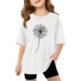thumbnail image 1 of Girls Summer Clothes Size 7-8 Short Sleeve Casual Round Neck Fashion Cute Print T-Shirt Soft and Comfortable Oversized Pullovers(Print, X01-White, 7-8 Years), 1 of 6