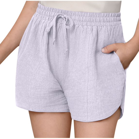Girls Summer Cotton Linen Shorts Casual Kids Wide Leg Comfy Boho High Waisted Pull On Drawstring Shorts with Pockets 5-16 Years