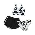 thumbnail image 1 of Girls' Summer Cute Crisscross Back Cow Floral Print Three-Piece Swimsuit 3 with Bikinis for Kids Girl Swim 3 Piece Bathing Suit Girls Swim Suits Size 14, 1 of 4