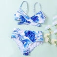 thumbnail image 1 of Girls' Summer Cute Crisscross To Dyeing Printing Floral Print Two Piece Swimsuit Girls' Swimwear 13-14, 1 of 6