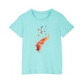 thumbnail image 1 of Girls Summer Cute Going Out Tshirts Loose Casual Cotton Graphic Tees Tops Kids Trendy Clothes Lounge Wear Blue， 9 Years, 1 of 6