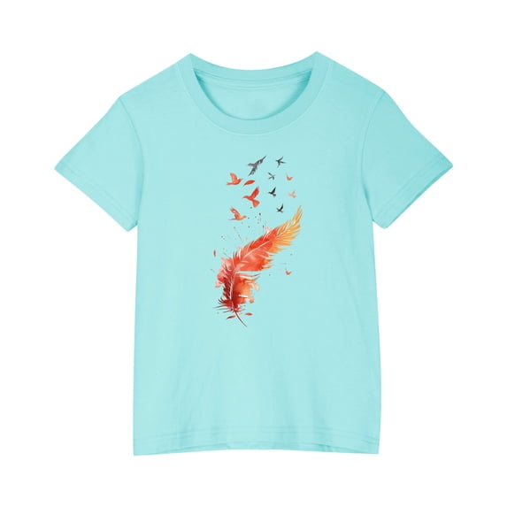 Girls Summer Cute Going Out Tshirts Loose Casual Cotton Graphic Tees Tops Kids Trendy Clothes Lounge Wear Blue, 9 Years