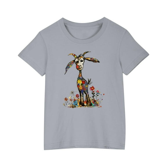 Girls Summer Cute Going Out Tshirts Loose Casual Cotton Graphic Tees Tops Kids Trendy Clothes Lounge Wear Gray， 9 Years